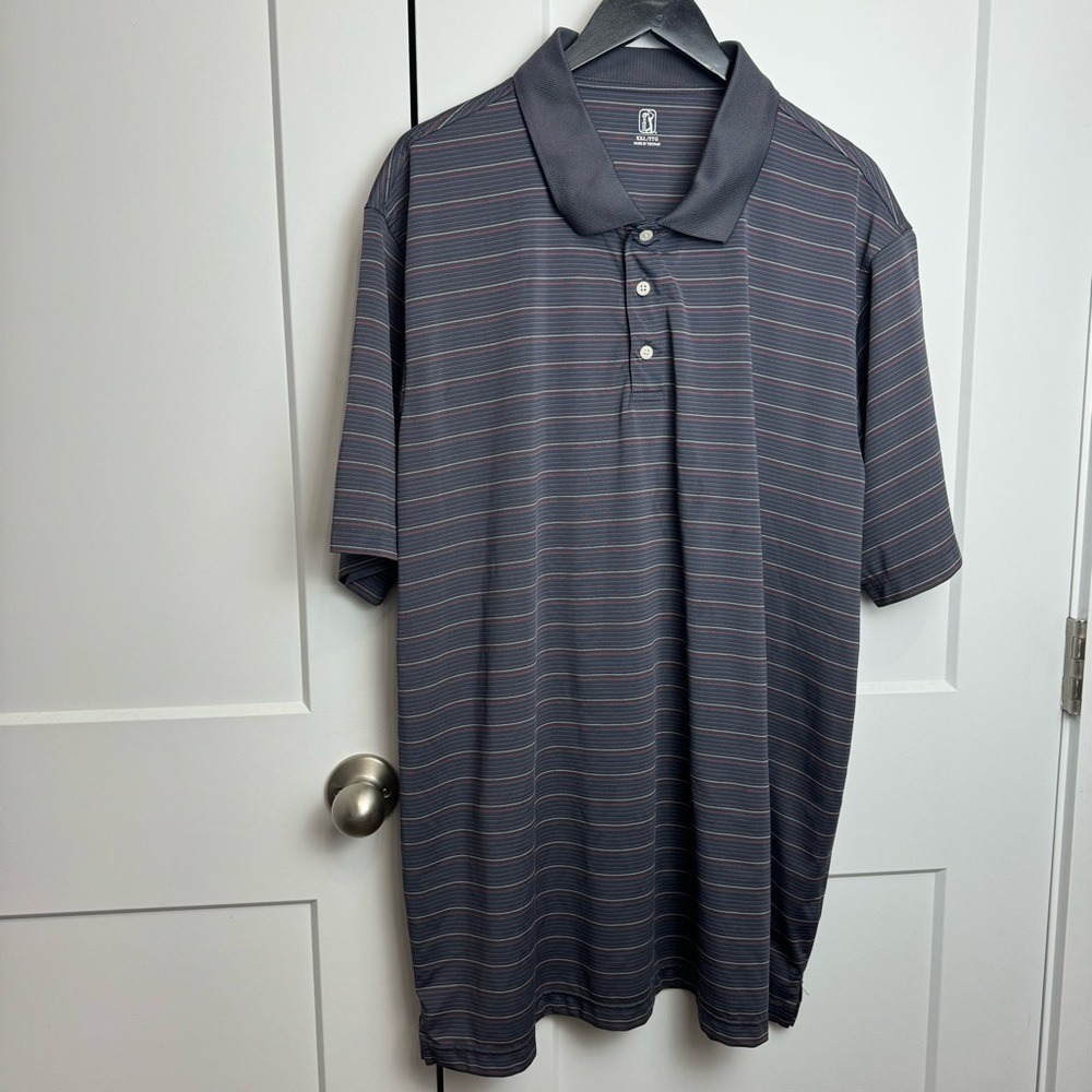 PGA Tour Golf Polo - Size XXL - Gray Striped